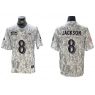 Baltimore Ravens #8 Lamar Jackson Arctic Camo 2024 Salute to Service Limited Jersey