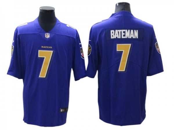 Baltimore Ravens #7 Rashod Bateman Purple Limited Color Rush Jersey