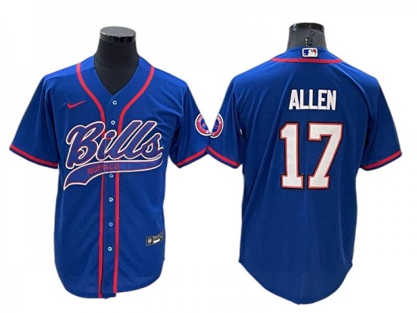 Buffalo Bills #17 Josh Allen Baseball Style Jersey - Blue/Red/Gray/Navy