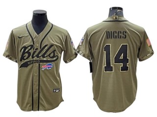 Buffalo Bills #14 Stefon Diggs Olive Salute To Service Baseball Style Jersey