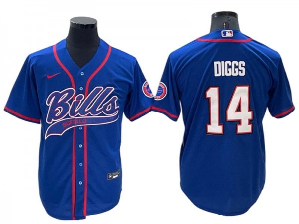 Buffalo Bills #14 Stefon Diggs Baseball Style Jersey - Red/Blue/Navy/Gray