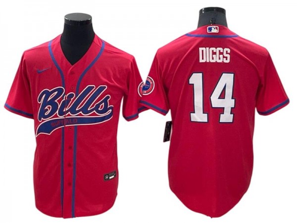 Buffalo Bills #14 Stefon Diggs Baseball Style Jersey - Red/Blue/Navy/Gray