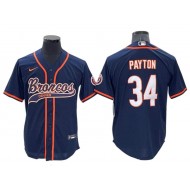 Chicago Bears #34 Walter Payton Baseball Jersey- Orange & Navy