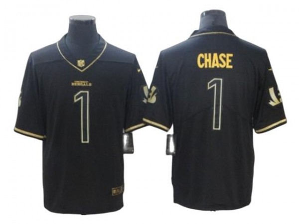 Cincinnati Bengals #1 Ja'Marr Chase Black Gold Vapor Limited Jersey