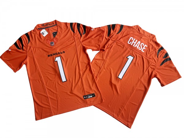 Cincinnati Bengals #1 Ja'Marr Chase Orange Vapor F.U.S.E. Limited Jersey