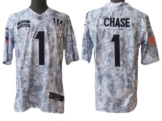 Cincinnati Bengals #1 Ja'Marr Chase Arctic Camo 2024 Salute to Service Limited Jersey