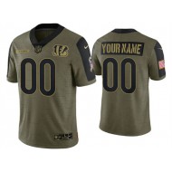 Custom Cincinnati Bengals Olive 2021 Salute to Service Vapor Limited Jersey