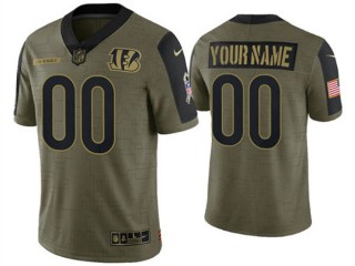 Custom Cincinnati Bengals Olive 2021 Salute to Service Vapor Limited Jersey