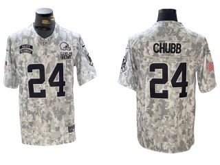 Cleveland Browns #24 Nick Chubb Arctic Camo 2024 Salute to Service Limited Jersey