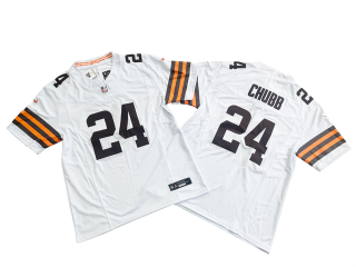 Cleveland Browns #24 Nick Chubb White Vapor F.U.S.E. Limited Jersey