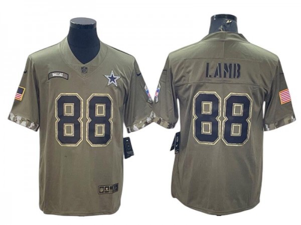 Dallas Cowboys #88 CeeDee Lamb 2022 Olive Salute To Service Limited Jersey