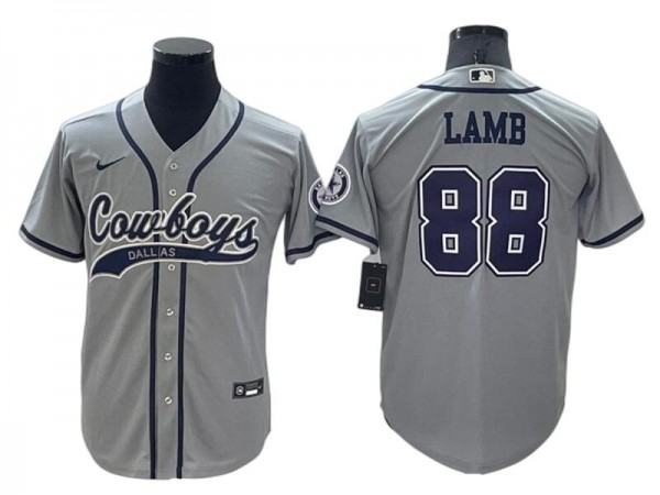 Dallas Cowboys #88 CeeDee Lamb Baseball Style Jersey - Navy/Gray/White/Olive 