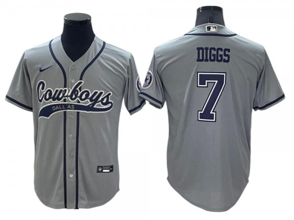 Dallas Cowboys #7 Trevon Diggs Baseball Jersey - Navy/White/Gray/Olive 