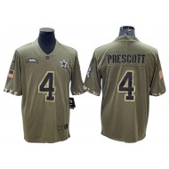 Dallas Cowboys #4 Dak Prescott 2022 Olive Salute To Service Limited Jersey