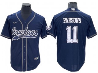 Dallas Cowboys #11 Micah Parsons Baseball Jersey- Navy & White & Gray & Olive