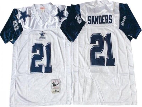 M&N Dallas Cowboys #21 Deion Sanders White 1992 Legacy Jersey