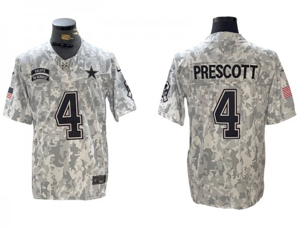 Dallas Cowboys #4 Dak Prescott Arctic Camo 2024 Salute to Service Limited Jersey