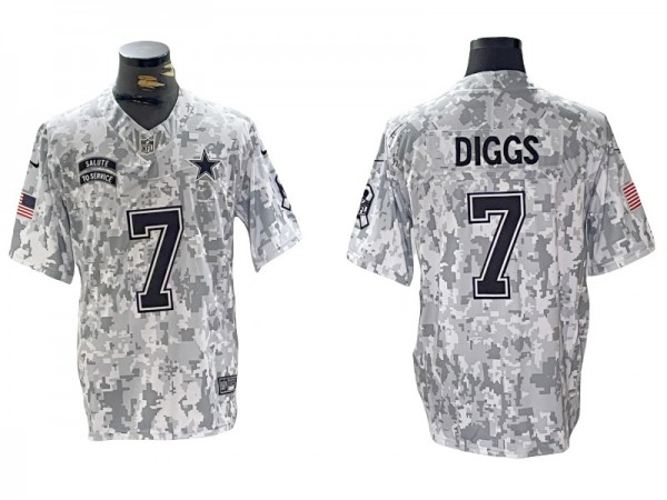 Dallas Cowboys #7 Trevon Diggs Arctic Camo 2024 Salute to Service Limited Jersey