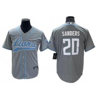 Detroit Lions #20 Barry Sanders Gray Baseball Style Jersey