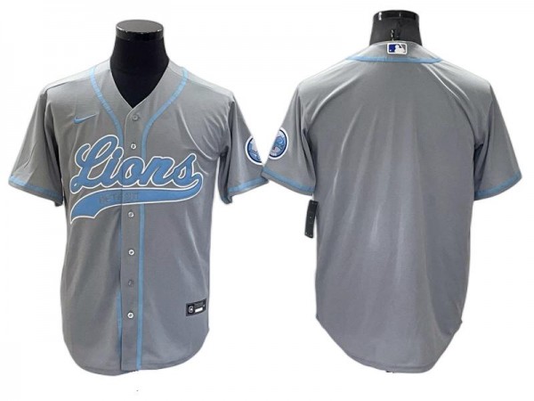 Detroit Lions Gray Baseball Style Jersey