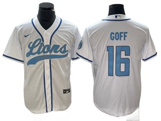 Detroit Lions #16 Jared Goff Baseball  Style Jersey - Light Blue/White/Gray