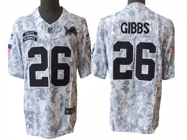 Detroit Lions #26 Jahmyr Gibbs Arctic Camo 2024 Salute to Service Limited Jersey