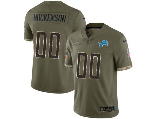 Custom Detroit Lions Olive 2022 Salute to Service Vapor Limited Jersey