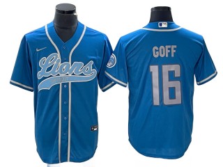 Detroit Lions #16 Jared Goff Baseball  Style Jersey - Light Blue/White/Gray