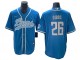 Detroit Lions #26 Jahmyr Gibbs Baseball Style Jersey - Light Blue/White