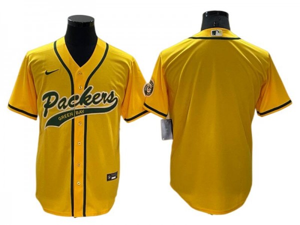 Green Bay Packers Gold Baseball Style Jersey