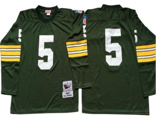 M&N Green Bay Packers #5 Paul Hornung Green 1961 Throwback Long Sleeve Jersey