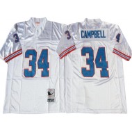 M&N Houston Oilers #34 Earl Campbell White 1980 Throwback Jersey