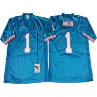 M&N Houston Oilers #1 Warren Moon Light Blue 1993 Throwback Jersey