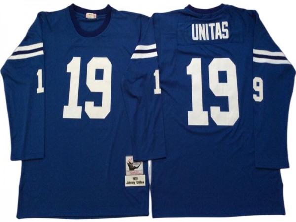 M&N Colts #19 Johnny Unitas Royal 1970 Legacy Jersey