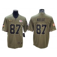 Kansas City Chiefs #87 Travis Kelce 2022 Olive Salute To Service Limited Jersey