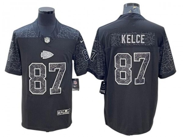 Kansas City Chiefs #87 Travis Kelce Black RFLCTV Limited Jersey