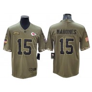 Kansas City Chiefs #15 Patrick Mahomes 2022 Olive Salute To Service Limited Jersey