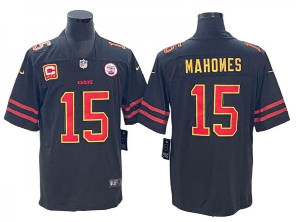 Kansas City Chiefs #15 Patrick Mahomes Black Gold Vapor Limited Jersey