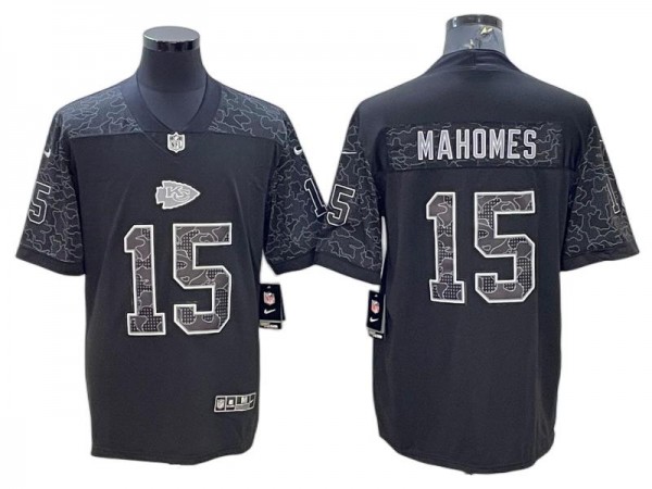 Kansas City Chiefs #15 Patrick Mahomes Black RFLCTV Limited Jersey