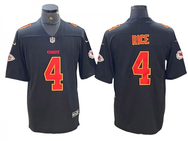 Kansas City Chiefs #4 Rashee Rice Black Fashion Limited Jersey