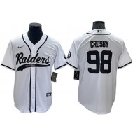 Las Vegas Raiders #98 Maxx Crosby Baseball Jersey - Gray/Black/Olive