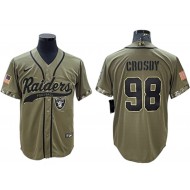 Las Vegas Raiders #98 Maxx Crosby Baseball Style Jersey - Gray/Black/Olive