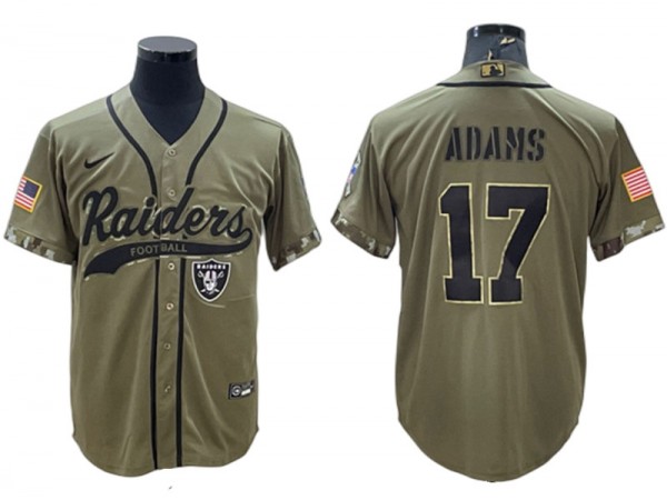 Las Vegas Raiders #17 Davante Adams Baseball Jersey - Black/Gray/White/Olive