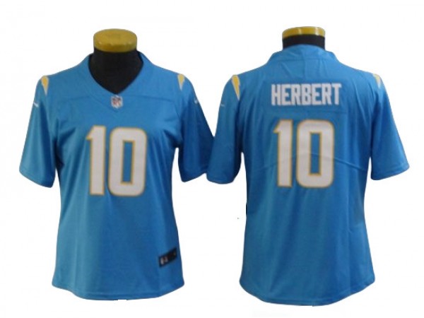 Women Los Angeles Chargers #10 Justin Herbert Powder Blue Vapor Limited Jersey