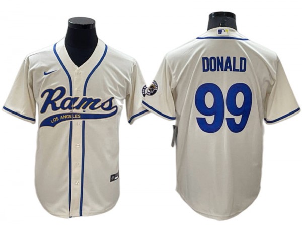 Los Angeles Rams #99 Aaron Donald Baseball Jersey-Yellow & Cream & White & Olive 