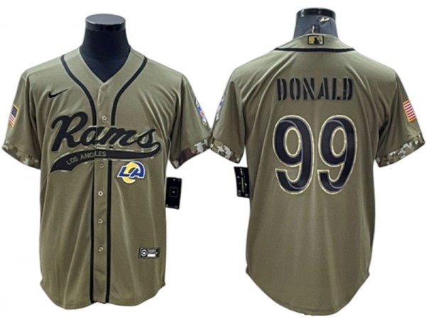 Los Angeles Rams #99 Aaron Donald Baseball Jersey-Yellow & Cream & White & Olive 