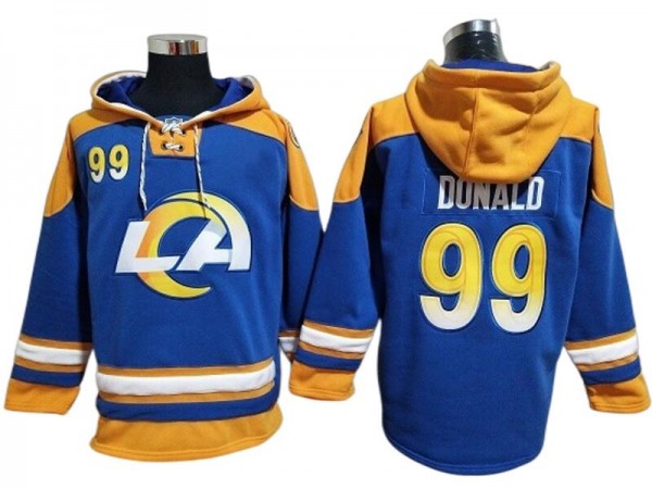 Los Angeles Rams #99 Aaron Donald Royal Pullover Hoodie