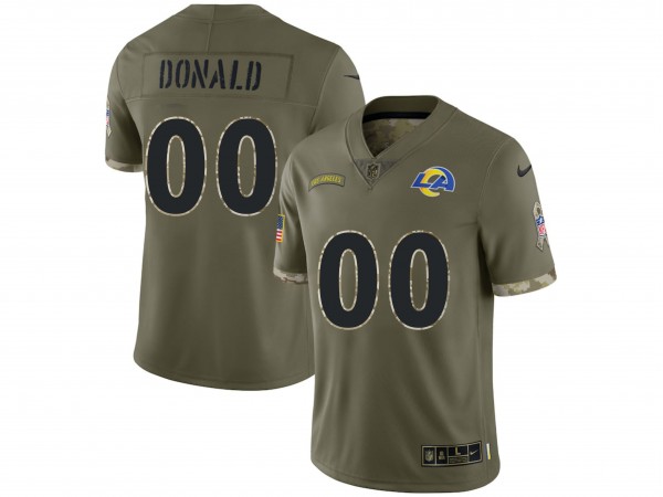 Custom Los Angeles Rams Olive 2022 Salute To Service Limited Jersey