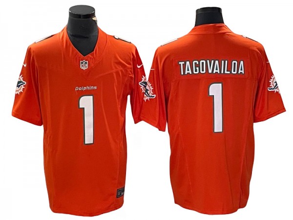 Miami Dolphins #1 Tua Tagovailoa Orange Vapor F.U.S.E. Limited Jersey