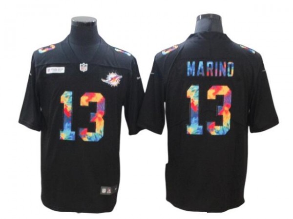 Miami Dolphins #13 Dan Marino Black Rainbow Vapor Limited Jersey